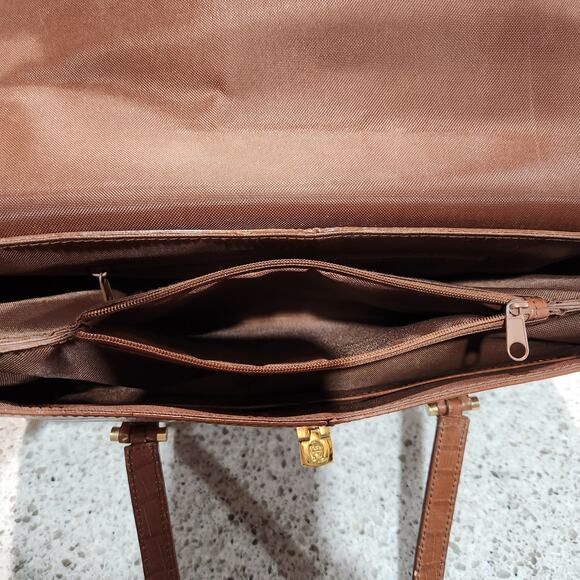 Vintage Etienne Aigner Croc Embossed Satchel Purse Bag - Picture 6 of 16